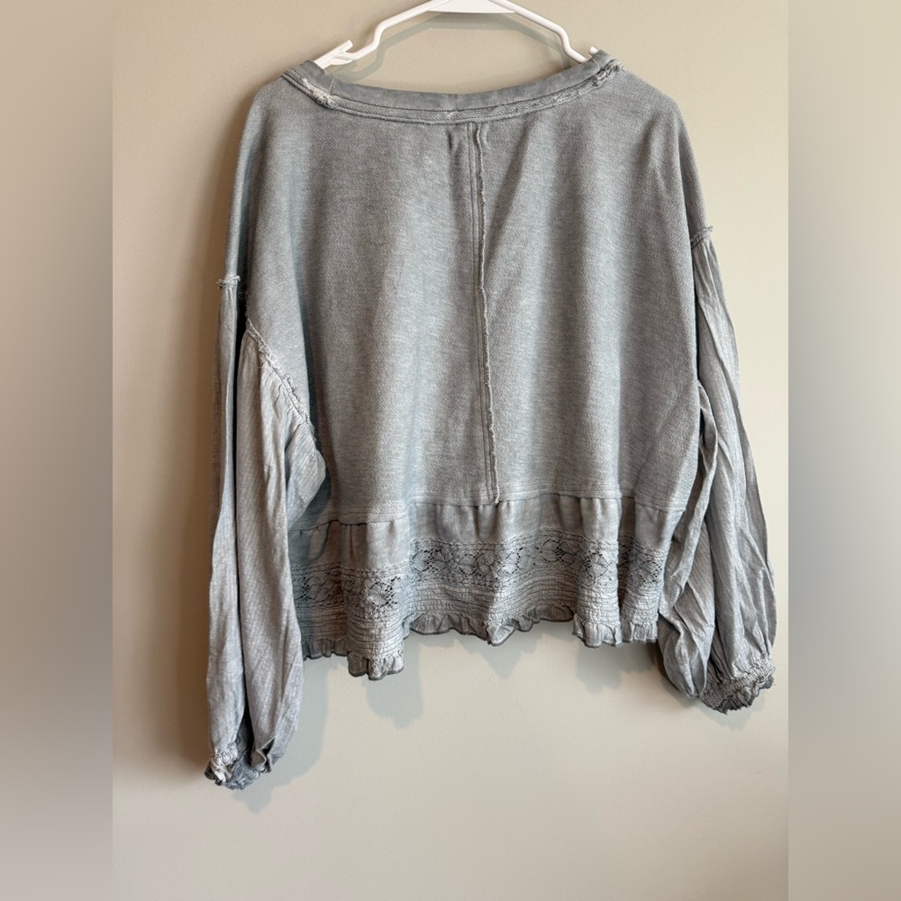Anthropologie Pilcro Long-Sleeve Crop Babydoll Top - Picture 4 of 10
